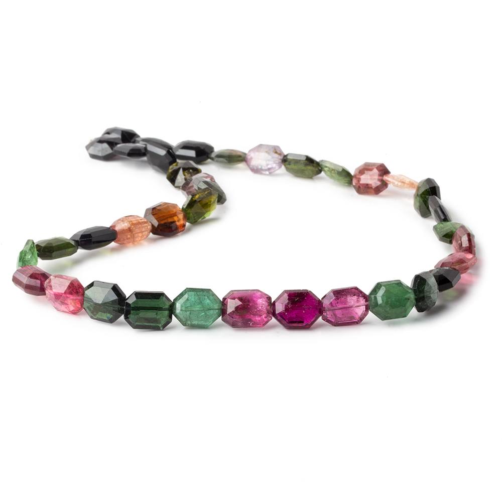 9x7-11x7mm Multi Color Tourmaline Faceted Modified Rectangles 15 inch 37 beads AA (ONLINE ORDER ONLY)
