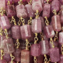 9x7-11x7mm Rubelite Tourmaline Plain Cylinder Tube Vermeil Chain by the foot 18 pieces (ONLINE ORDER ONLY)