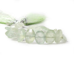 9x7-11x8mm Prehnite side drilled Faceted Cushion Beads 6 inch 18 pieces (ONLINE ORDER ONLY)