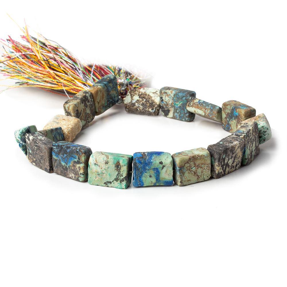 9x7-12x10mm Frosted Chrysocolla plain rectangle Beads 7.5 inch 16 pieces (ONLINE ORDER ONLY)