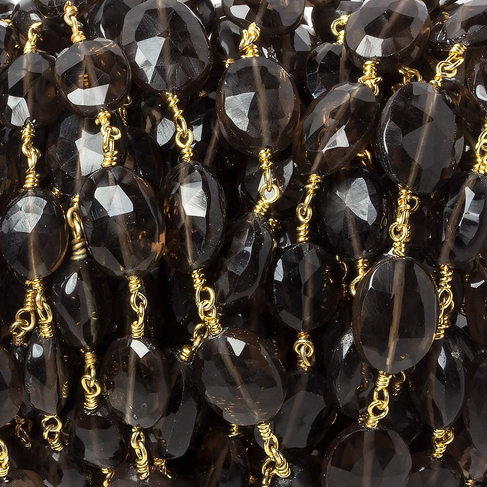 9x7-12x9mm Smoky Quartz faceted oval Gold Chain by the foot 17 pieces (ONLINE ORDER ONLY)