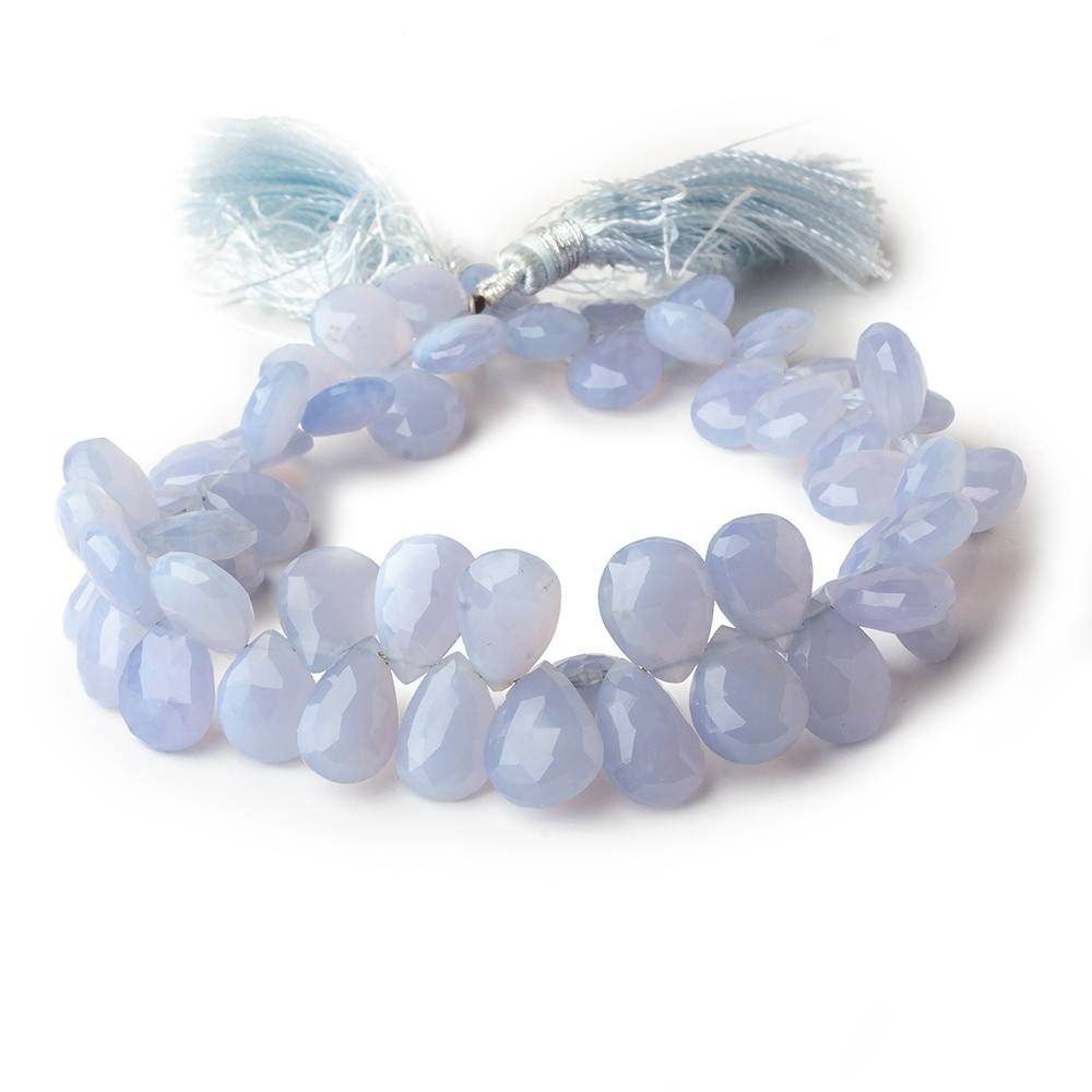 9x7-12x9mm Turkish Blue Chalcedony Pear Beads 8 inch 55 pieces AA (ONLINE ORDER ONLY)