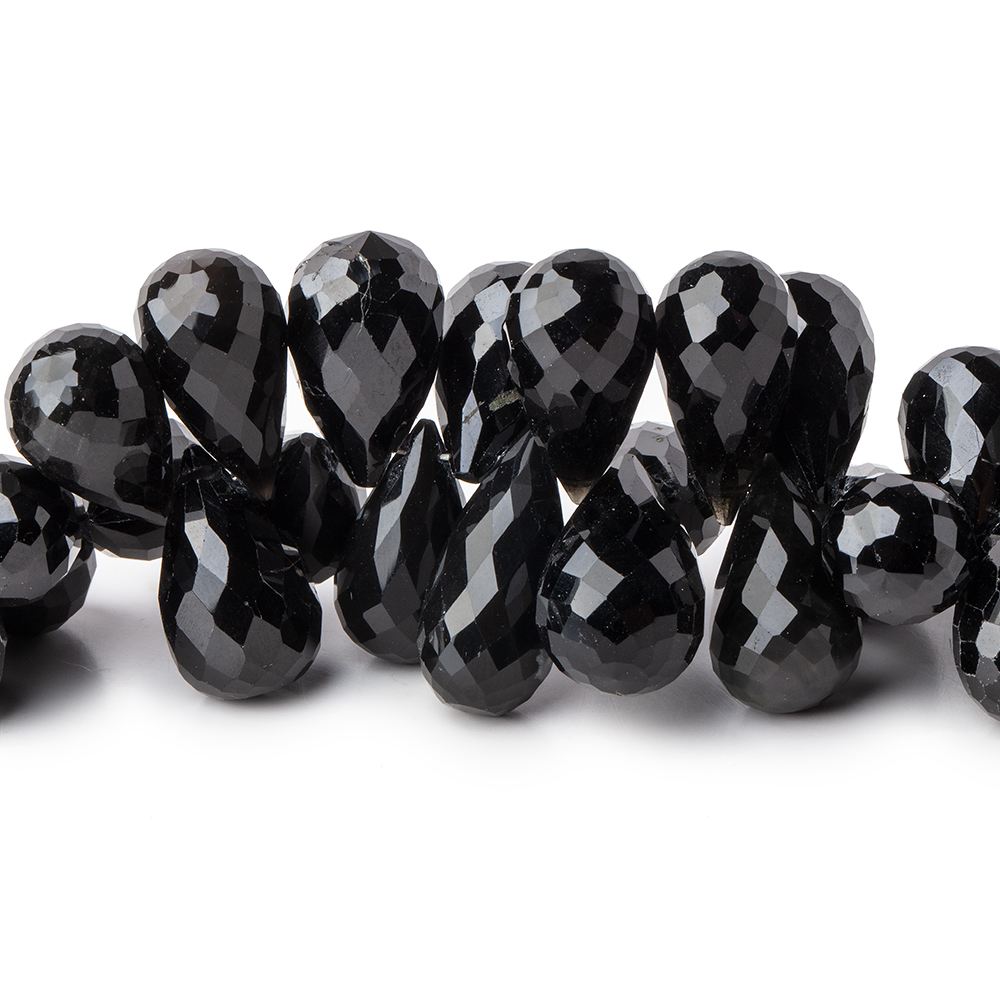 9x7-10x8mm Black Spinel Faceted Tear Drop Beads 15 inch 130 pieces (ONLINE ORDER ONLY)