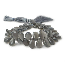 9x7-15x7mm Platinum Grey Moonstone Plain Pear Beads 8 inch 47 pieces