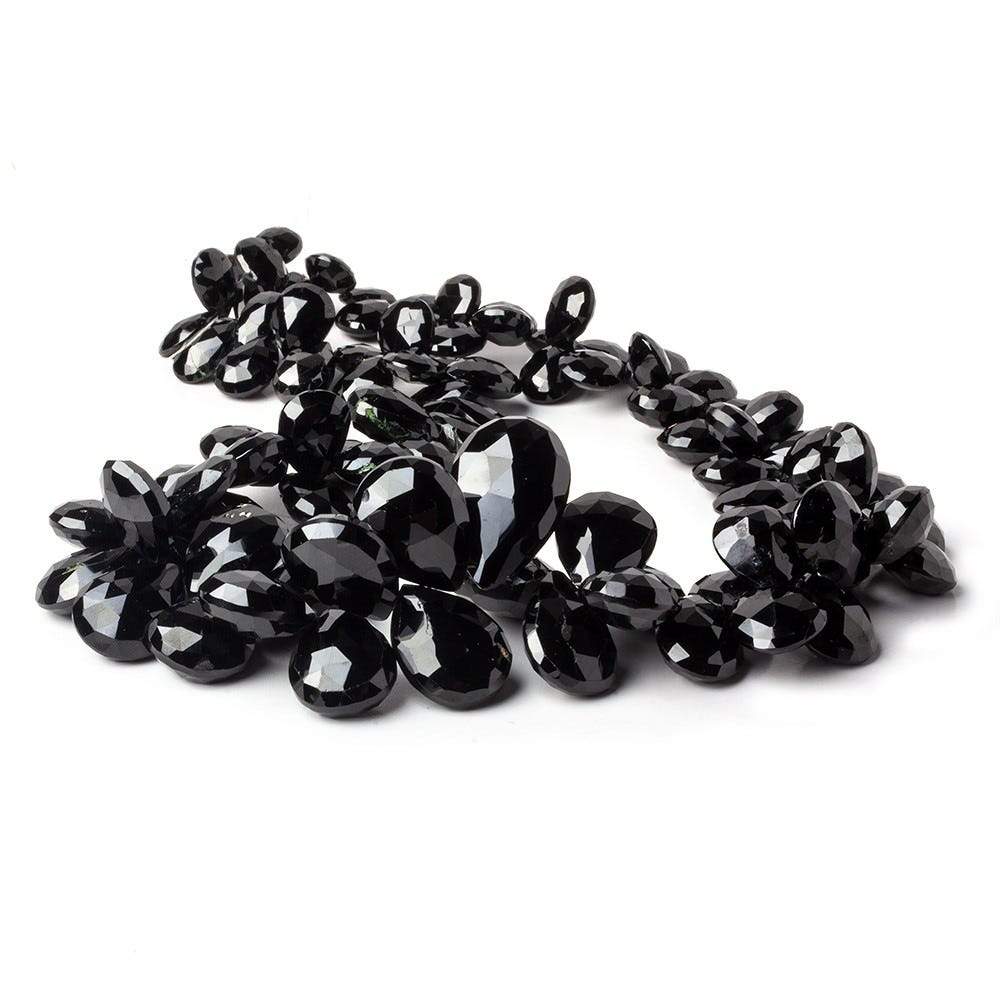 9x7-21x13mm Black Spinel Faceted Pear & Heart Beads 15 Inch 94 pieces (ONLINE ORDER ONLY)
