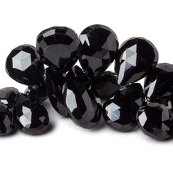9x7-21x13mm Black Spinel Faceted Pear & Heart Beads 15 Inch 94 pieces (ONLINE ORDER ONLY)