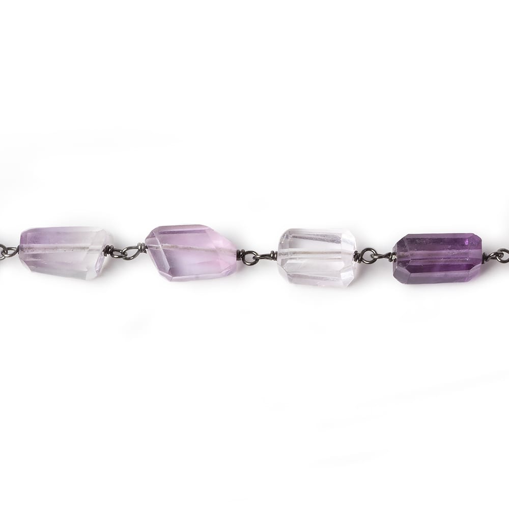 9x7mm Amethyst faceted nugget Black Gold plated .925 Silver Chain by the foot 22 pcs (ONLINE ORDER ONLY)