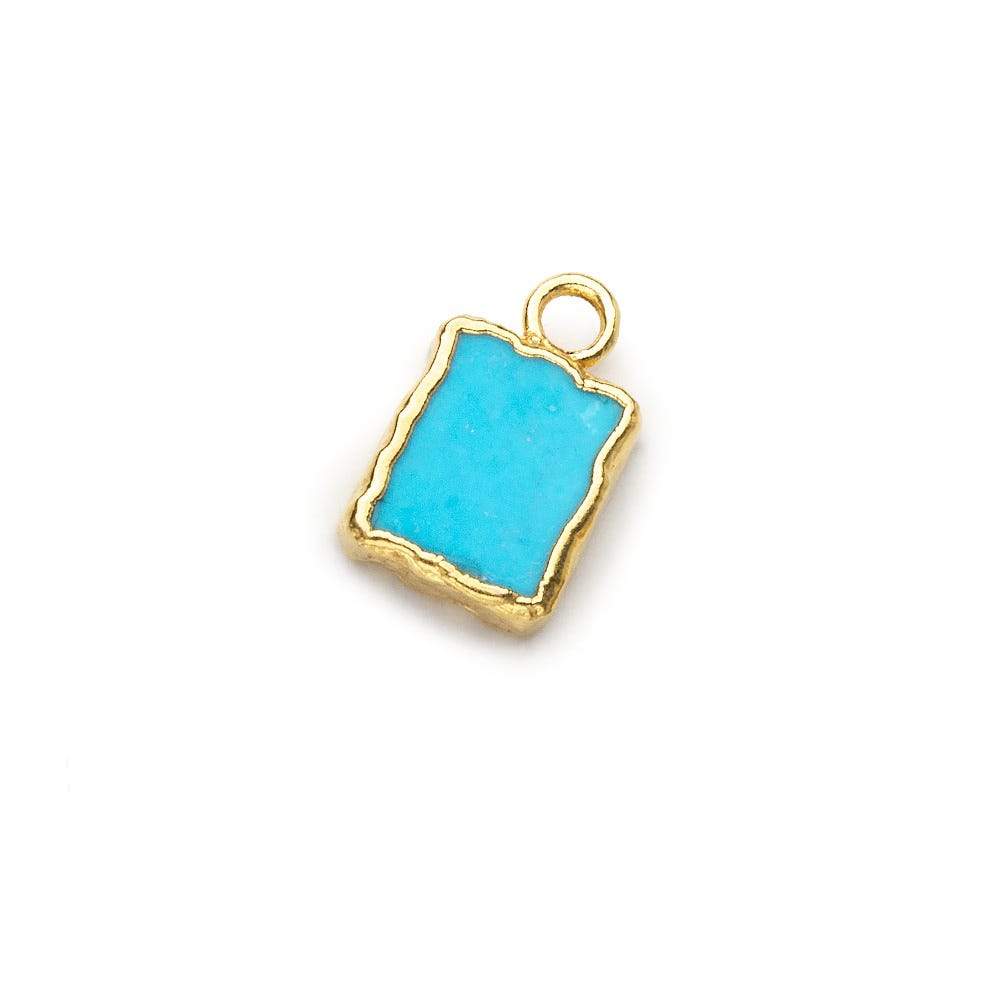 9x7mm Gold Leafed Synthetic Turquoise plain rectangle Pendant 1 focal bead (ONLINE ORDER ONLY)