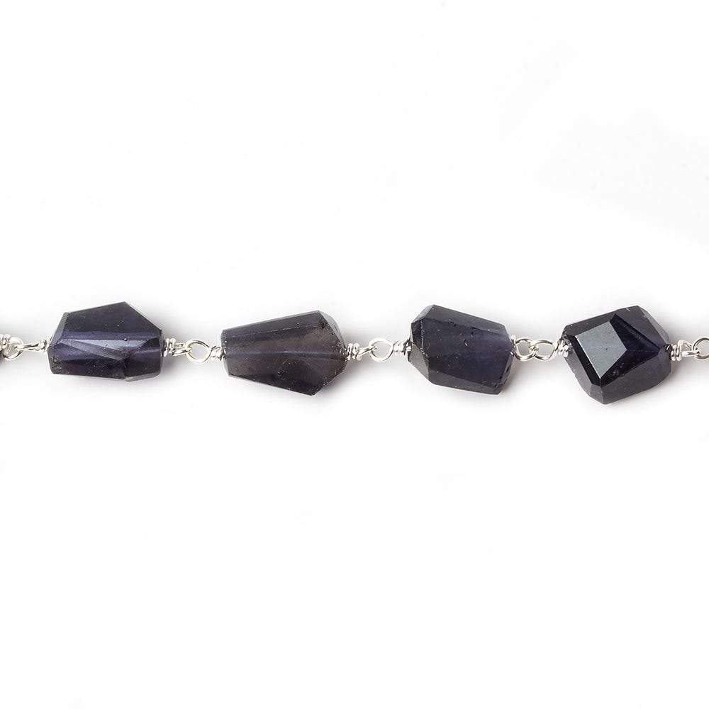 9x7mm Iolite faceted nugget .925 Silver Chain by the foot 22 pieces (ONLINE ORDER ONLY)