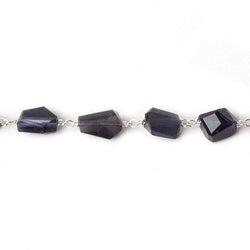 9x7mm Iolite faceted nugget .925 Silver Chain by the foot 22 pieces (ONLINE ORDER ONLY)