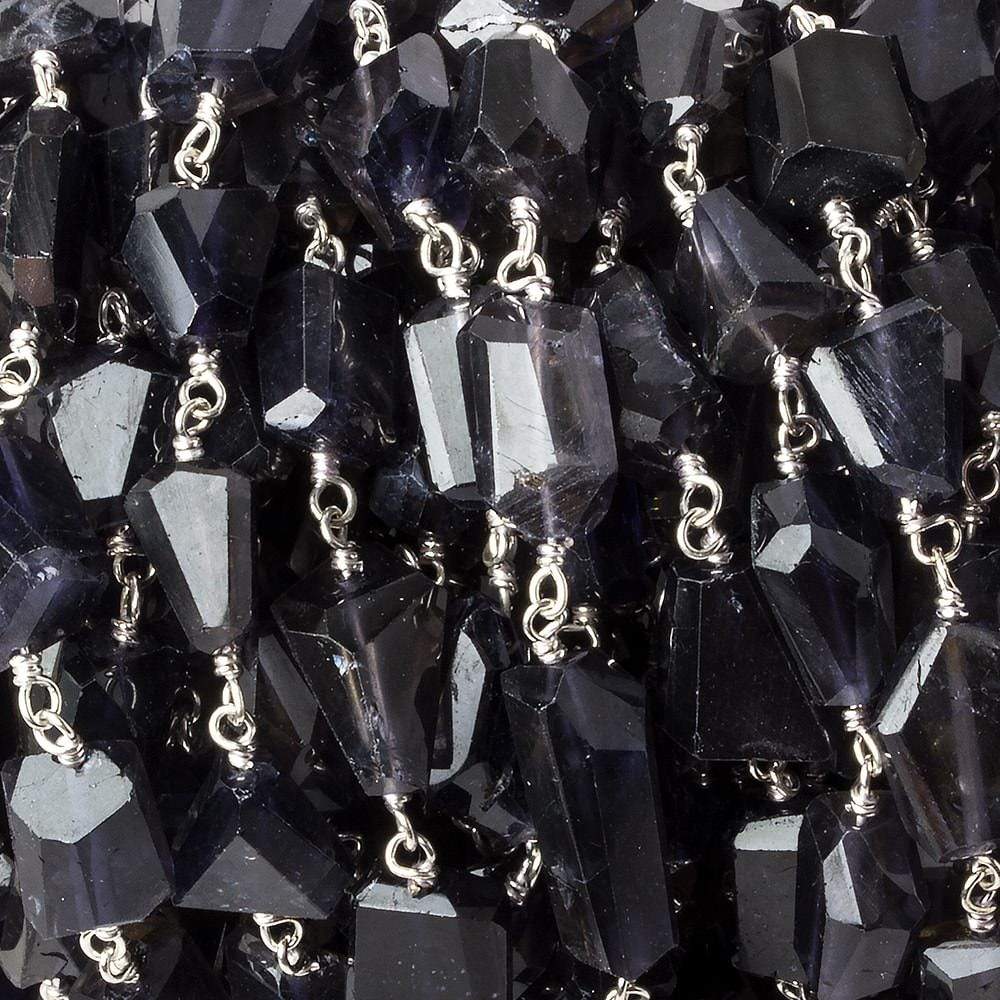 9x7mm Iolite faceted nugget .925 Silver Chain by the foot 22 pieces (ONLINE ORDER ONLY)