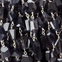 9x7mm Iolite faceted nugget .925 Silver Chain by the foot 22 pieces (ONLINE ORDER ONLY)