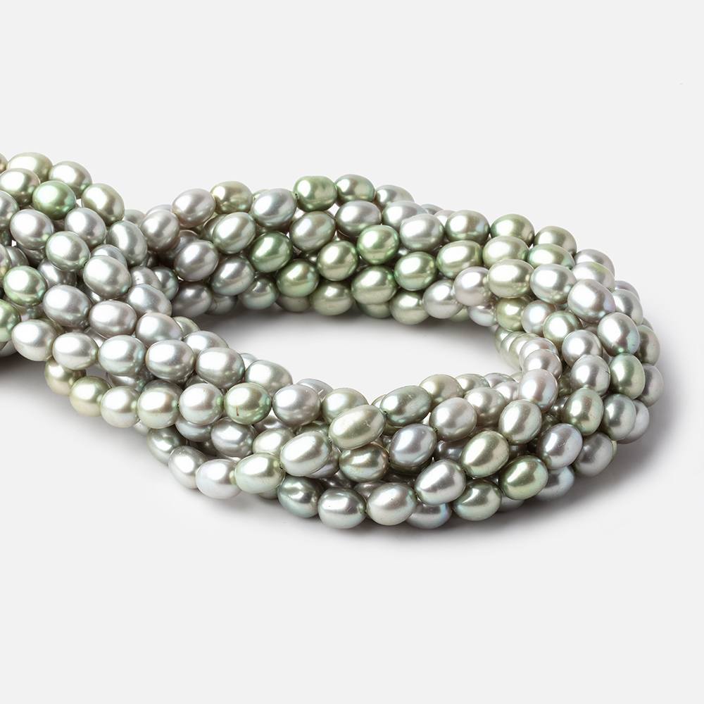 9x7mm Sage Green Oval Freshwater Pearls 16 inch 42 pieces (ONLINE ORDER ONLY)