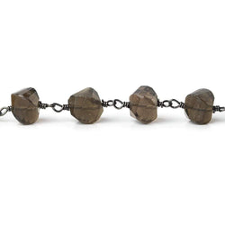 9x7mm Smoky Quartz faceted twist Black Gold plated Chain by the foot 22 pcs