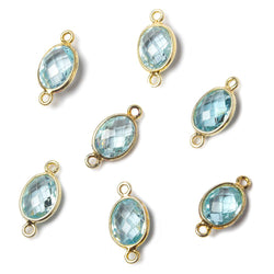 9x7mm Vermeil Bezel Sky Blue Topaz faceted oval Petite Connector 1 piece (ONLINE ORDER ONLY)
