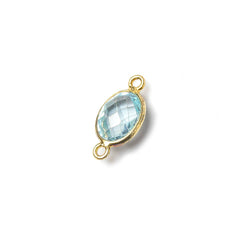 9x7mm Vermeil Bezel Sky Blue Topaz faceted oval Petite Connector 1 piece (ONLINE ORDER ONLY)