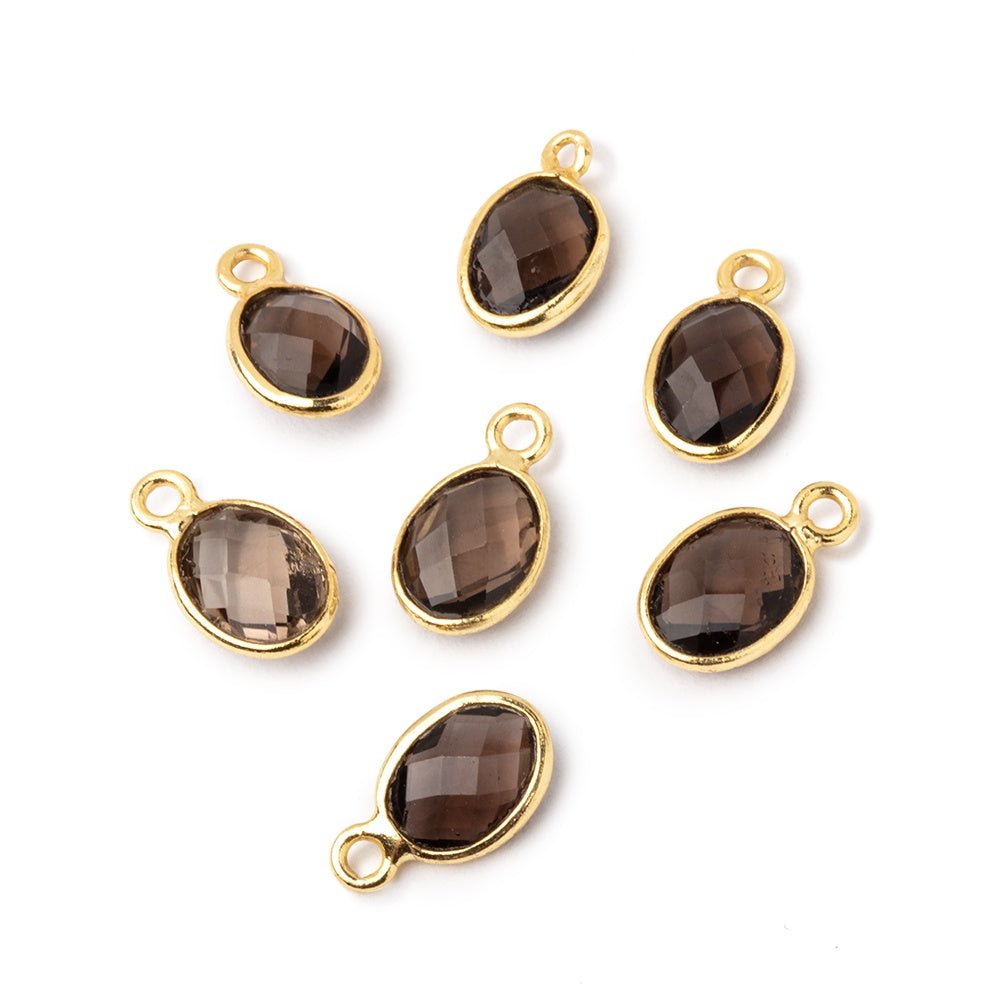 9x7mm Vermeil Bezel Smoky Quartz Faceted Oval Pendant 1 piece (ONLINE ORDER ONLY)