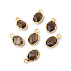 9x7mm Vermeil Bezel Smoky Quartz Faceted Oval Pendant 1 piece (ONLINE ORDER ONLY)