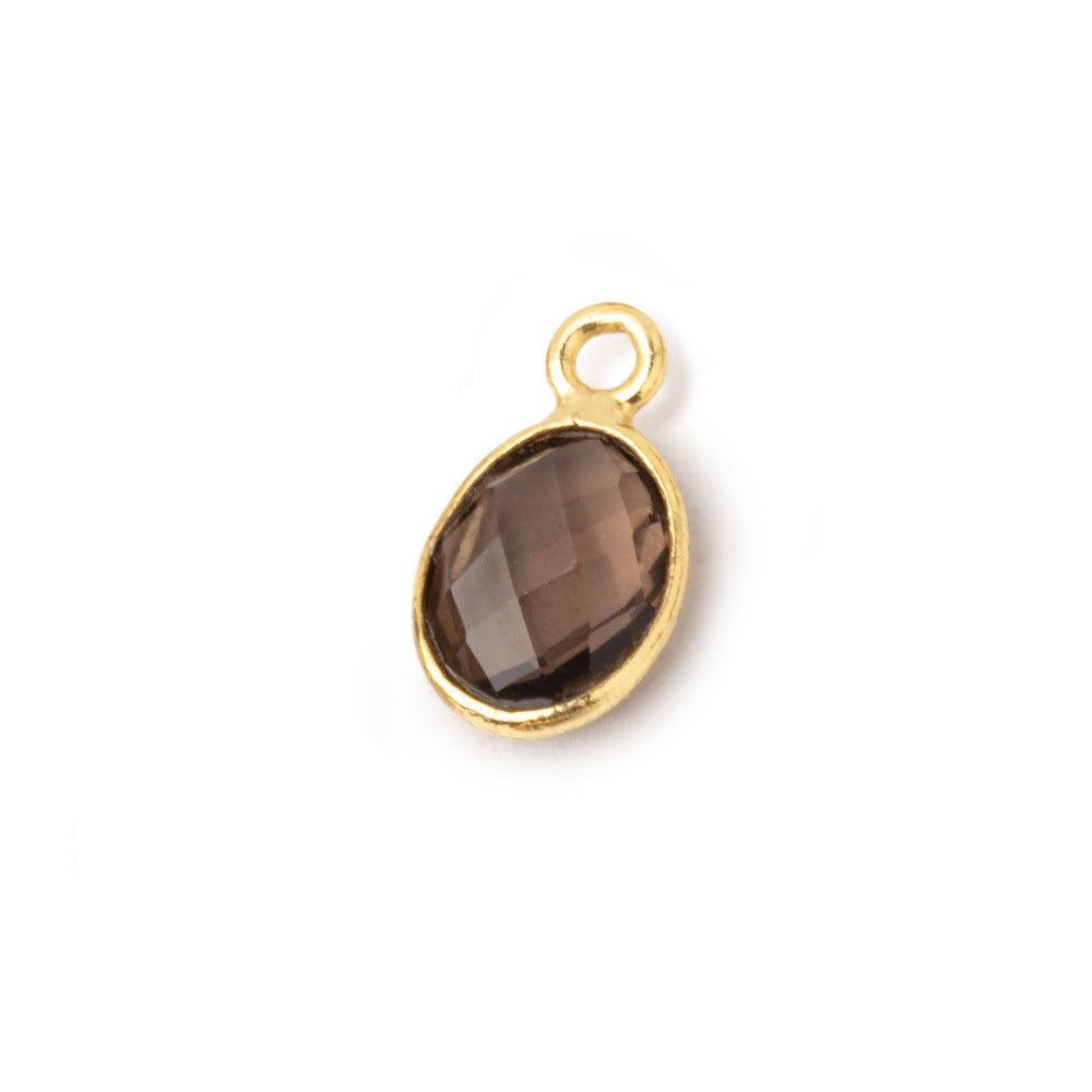 9x7mm Vermeil Bezel Smoky Quartz Faceted Oval Pendant 1 piece (ONLINE ORDER ONLY)