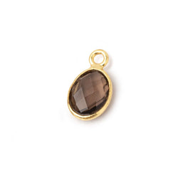 9x7mm Vermeil Bezel Smoky Quartz Faceted Oval Pendant 1 piece (ONLINE ORDER ONLY)