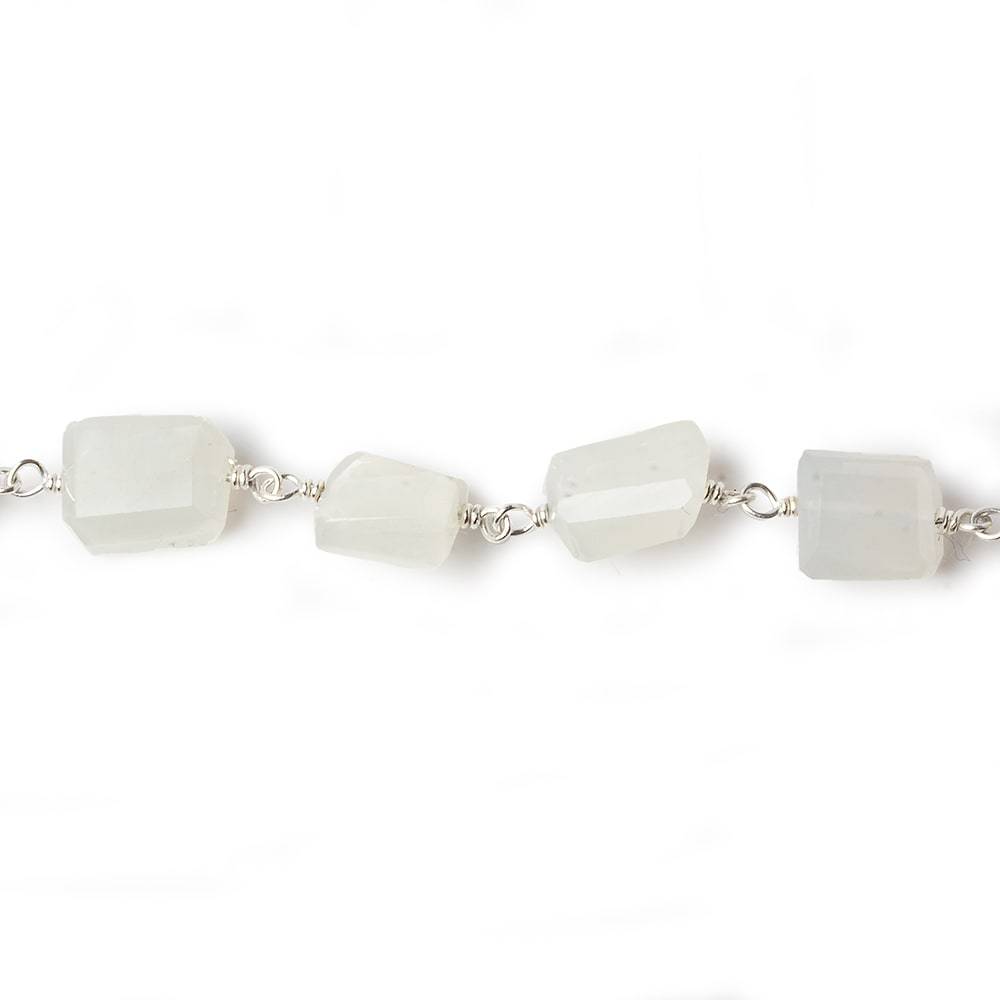 9x7mm White Moonstone faceted nugget .925 Silver Chain by the foot 22 pieces (ONLINE ORDER ONLY)