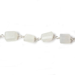 9x7mm White Moonstone faceted nugget .925 Silver Chain by the foot 22 pieces (ONLINE ORDER ONLY)
