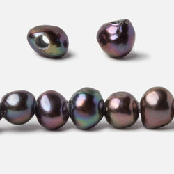 9x8-10x9mm Dark Peacock Baroque 2.5mm large hole Pearls 15 in. 48 pcs (ONLINE ORDER ONLY)