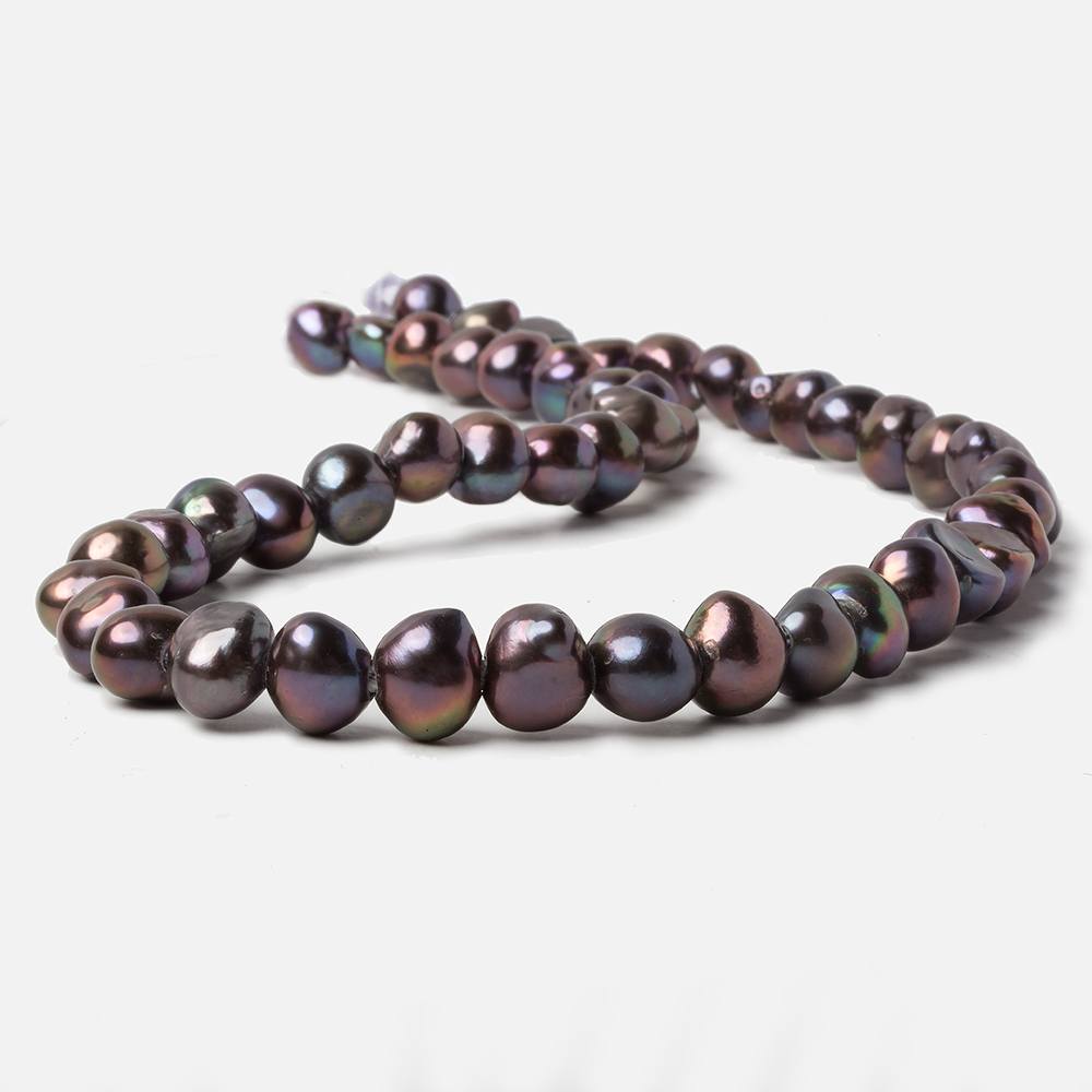 9x8-10x9mm Dark Peacock Baroque 2.5mm large hole Pearls 15 in. 48 pcs (ONLINE ORDER ONLY)