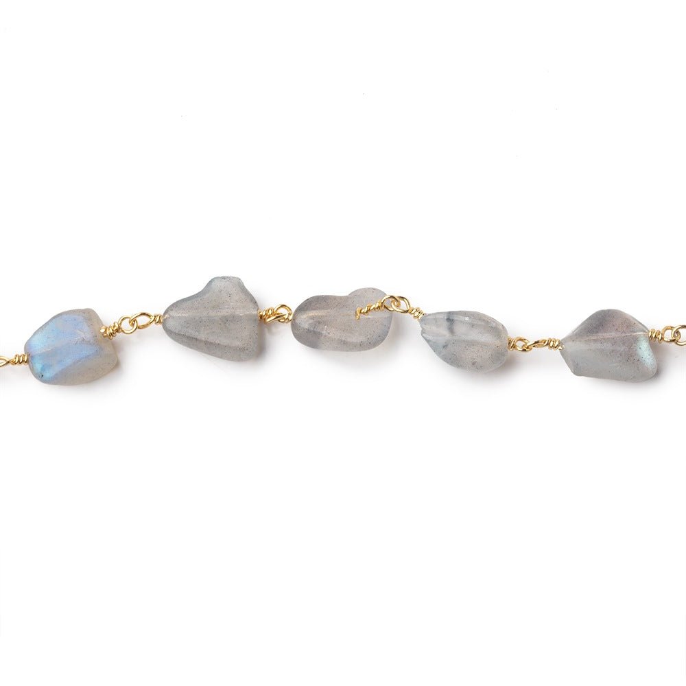 9x8-10x9mm Labradorite Plain Nuggets on Gold Plated Chain (ONLINE ORDER ONLY)
