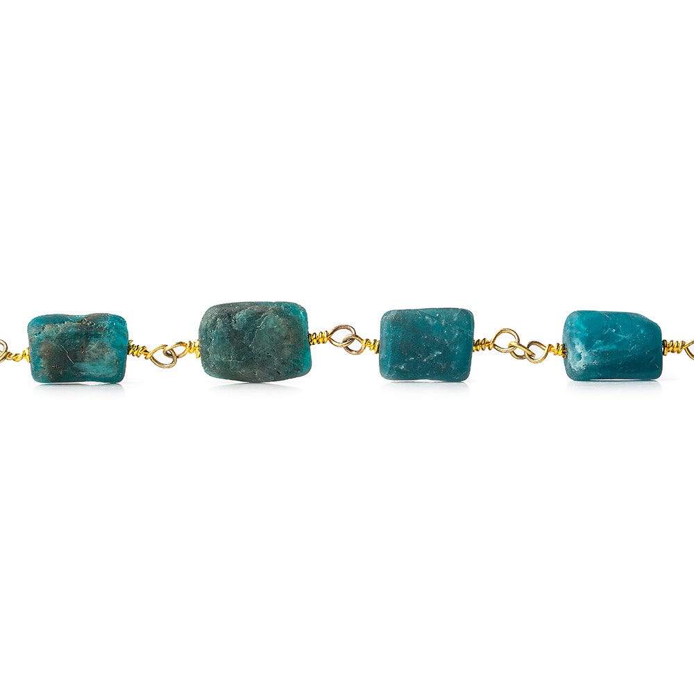 9x8-11x8mm Matte Apatite plain rectangle Gold plated Chain by the foot (ONLINE ORDER ONLY)
