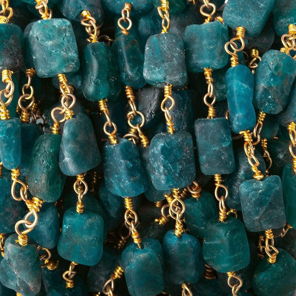 9x8-11x8mm Matte Apatite plain rectangle Gold plated Chain by the foot (ONLINE ORDER ONLY)