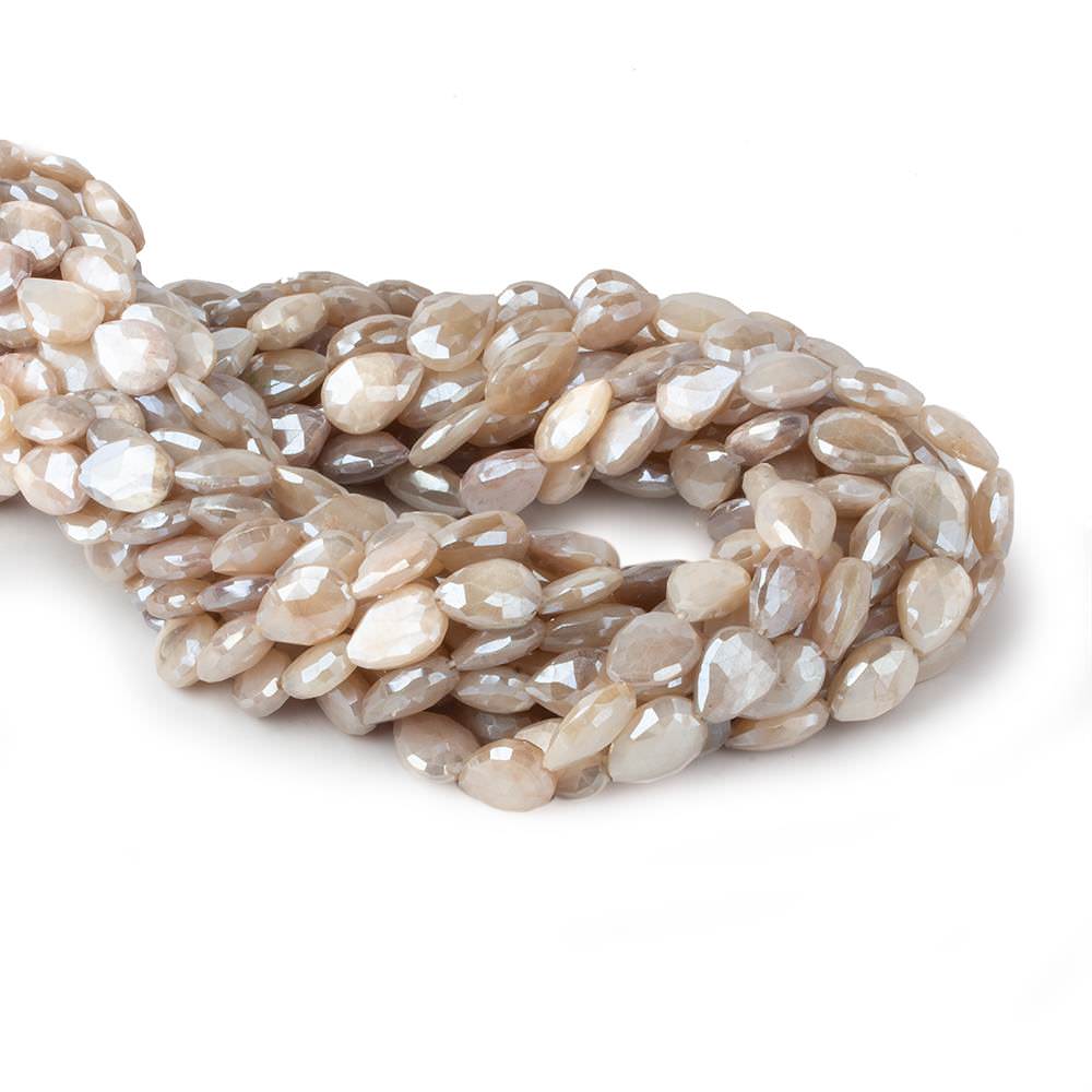 Mystic Cream Moonstone faceted pears 14 inch 29 beads 9x8-13x8mm