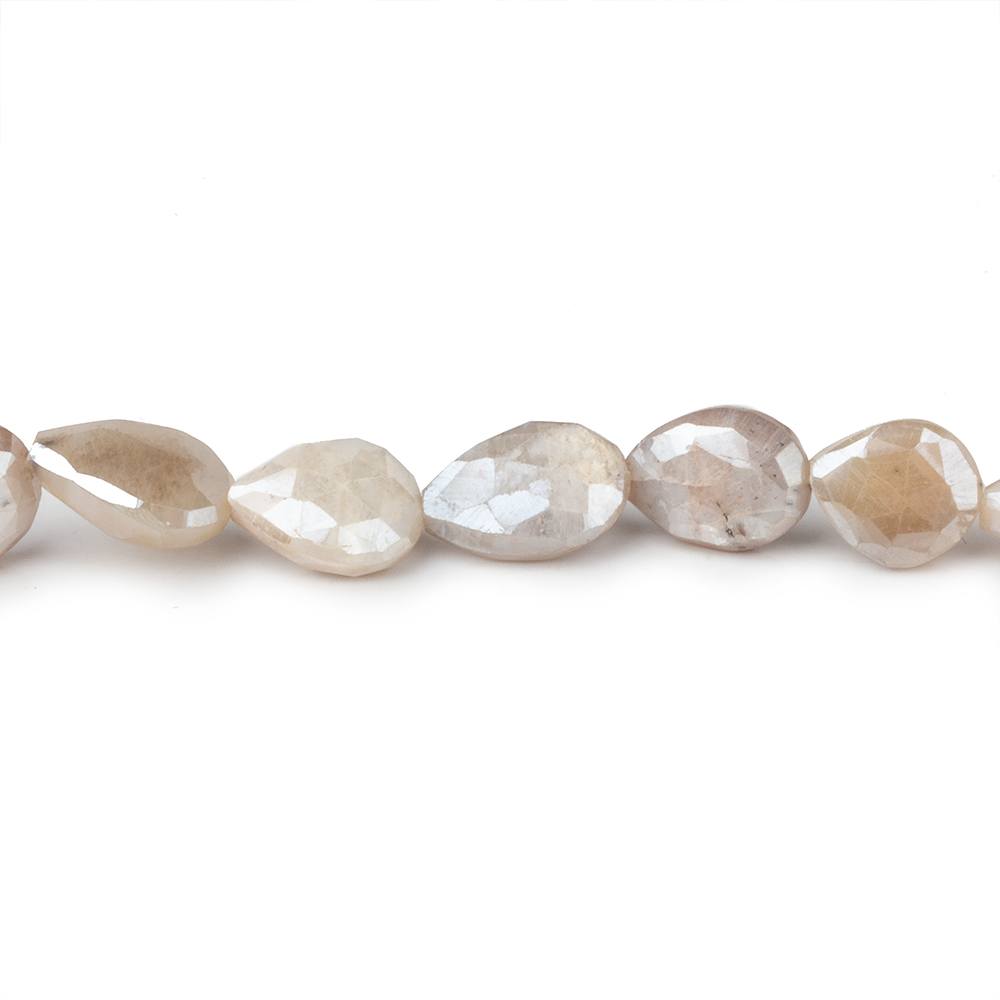 Mystic Cream Moonstone faceted pears 14 inch 29 beads 9x8-13x8mm