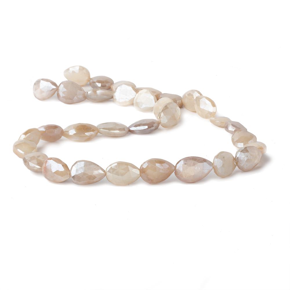 Mystic Cream Moonstone faceted pears 14 inch 29 beads 9x8-13x8mm