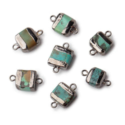10x10x5mm Black Gold Leafed Chinese Turquoise plain square connector 1 piece (ONLINE ORDER ONLY)