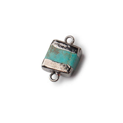 10x10x5mm Black Gold Leafed Chinese Turquoise plain square connector 1 piece (ONLINE ORDER ONLY)