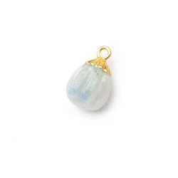 9x8mm Gold Leafed Rainbow Moonstone Carved Melon focal bead Pendant sold as 1 piece (ONLINE ORDER ONLY)