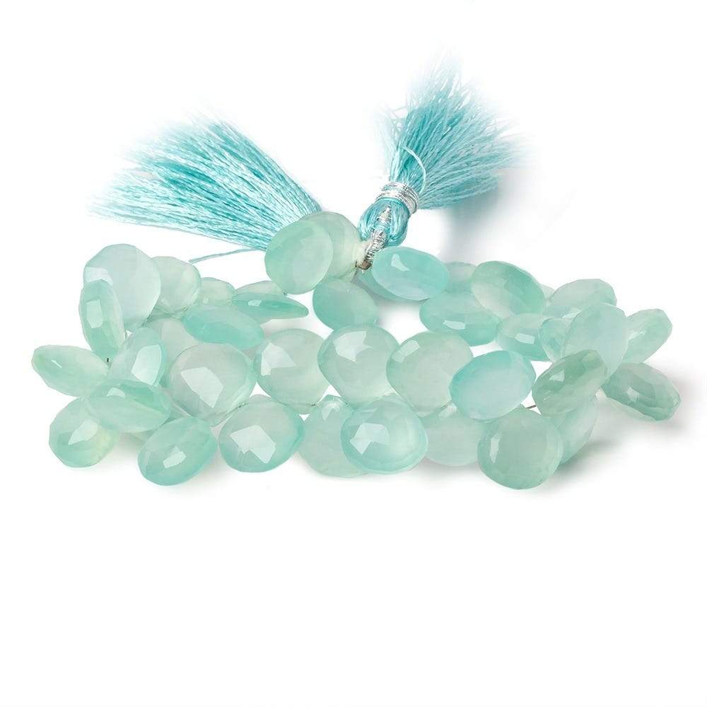 9x9-10x10mm Caribbean Green Chalcedony Faceted Hearts 8 inch 45 Beads (ONLINE ORDER ONLY)