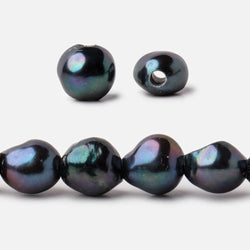 9x9-11x10mm Dark Peacock Baroque 2.5mm Large Hole Pearls 15 inch 38 pieces (ONLINE ORDER ONLY)