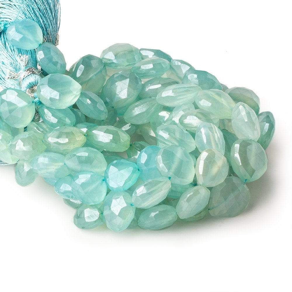 9x9-11x11mm Mystic Sea Green Chalcedony straight drilled faceted heart 8 inch 18 Beads (ONLINE ORDER ONLY)