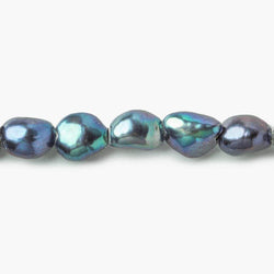9x9-11x8mm Peacock Teal Baroque Straight Drilled 2.5mm Large Hole Pearls 8 inch (ONLINE ORDER ONLY)