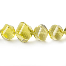 9x9-13x13mm Lemon Quartz Straight Drill Faceted Twist 7.5 inch 17 Beads AA Grade (ONLINE ORDER ONLY)