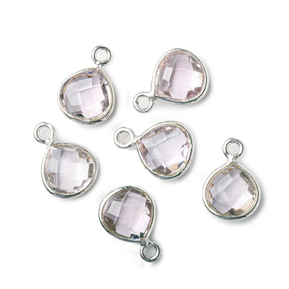 9x9mm Silver .925 Bezeled Pink Amethyst Heart Pendant 1 piece (ONLINE ORDER ONLY)