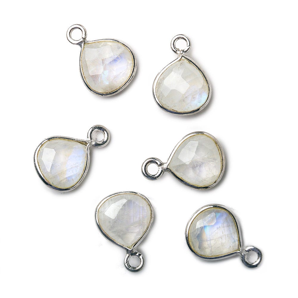 9x9mm Silver .925 Bezeled Rainbow Moonstone Heart Pendant 1 piece (ONLINE ORDER ONLY)
