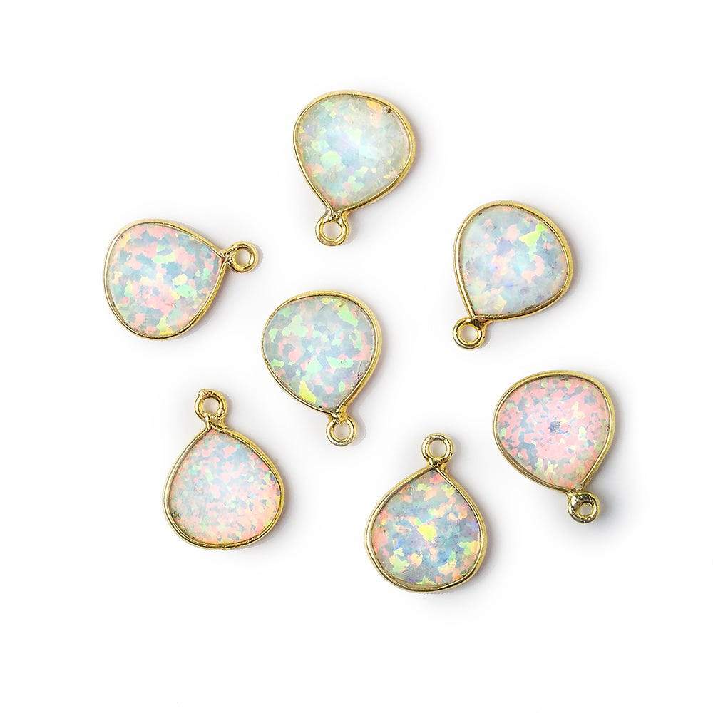 9x9mm Vermeil Bezel Synthetic Opal faceted heart Pendant 1 piece (ONLINE ORDER ONLY)