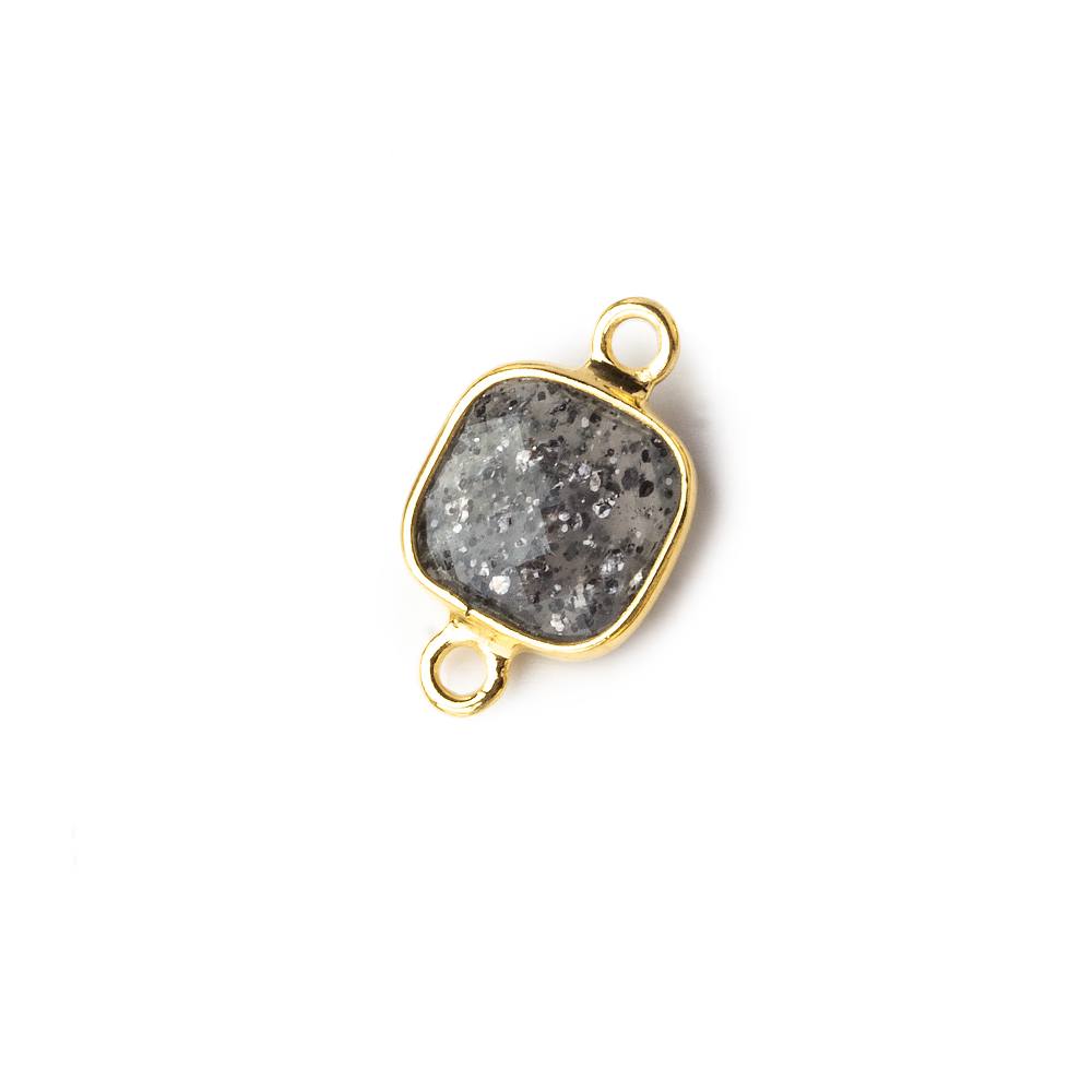 9x9mm Vermeil Bezeled Celestial Quartz faceted cushion Connector 1 focal bead (ONLINE ORDER ONLY)
