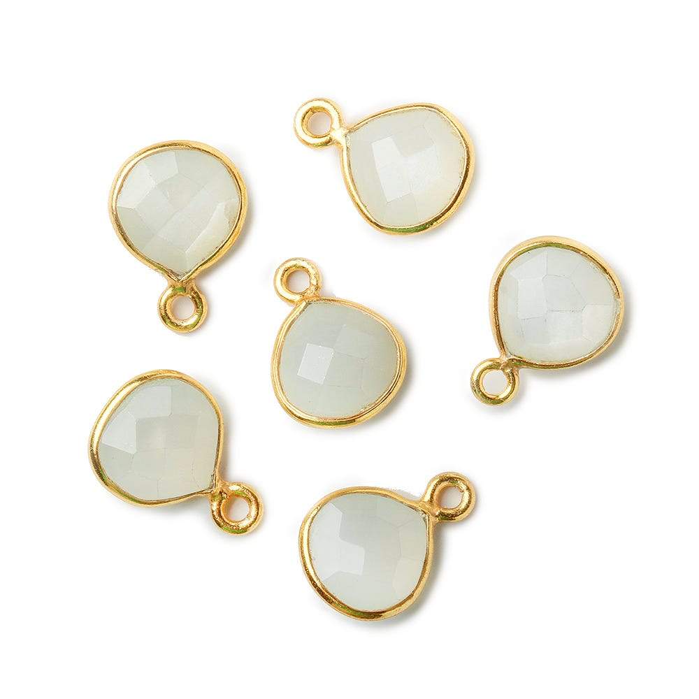9x9mm Vermeil Bezeled White Moonstone Heart Pendant 1 piece (ONLINE ORDER ONLY)