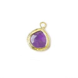 9x9mm Vermeil Twist Rope Bezel Amethyst Faceted Heart Pendant 1 piece (ONLINE ORDER ONLY)