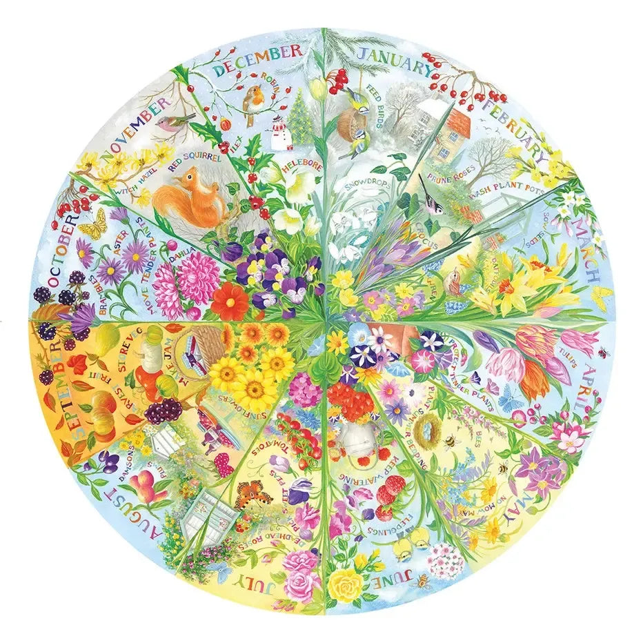 A Year in the Garden 500 Piece Round Jigsaw Puzzle Gibsons (ONLINE ORDER ONLY)