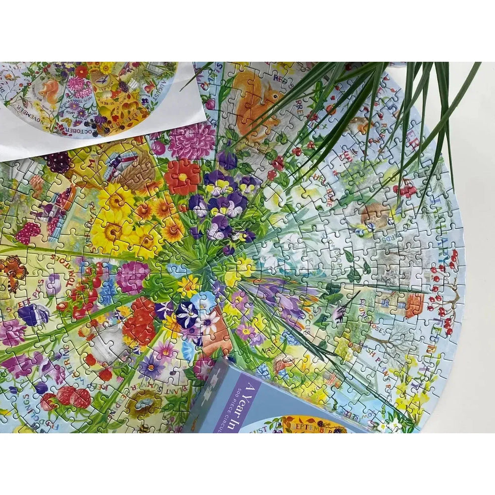 A Year in the Garden 500 Piece Round Jigsaw Puzzle Gibsons (ONLINE ORDER ONLY)
